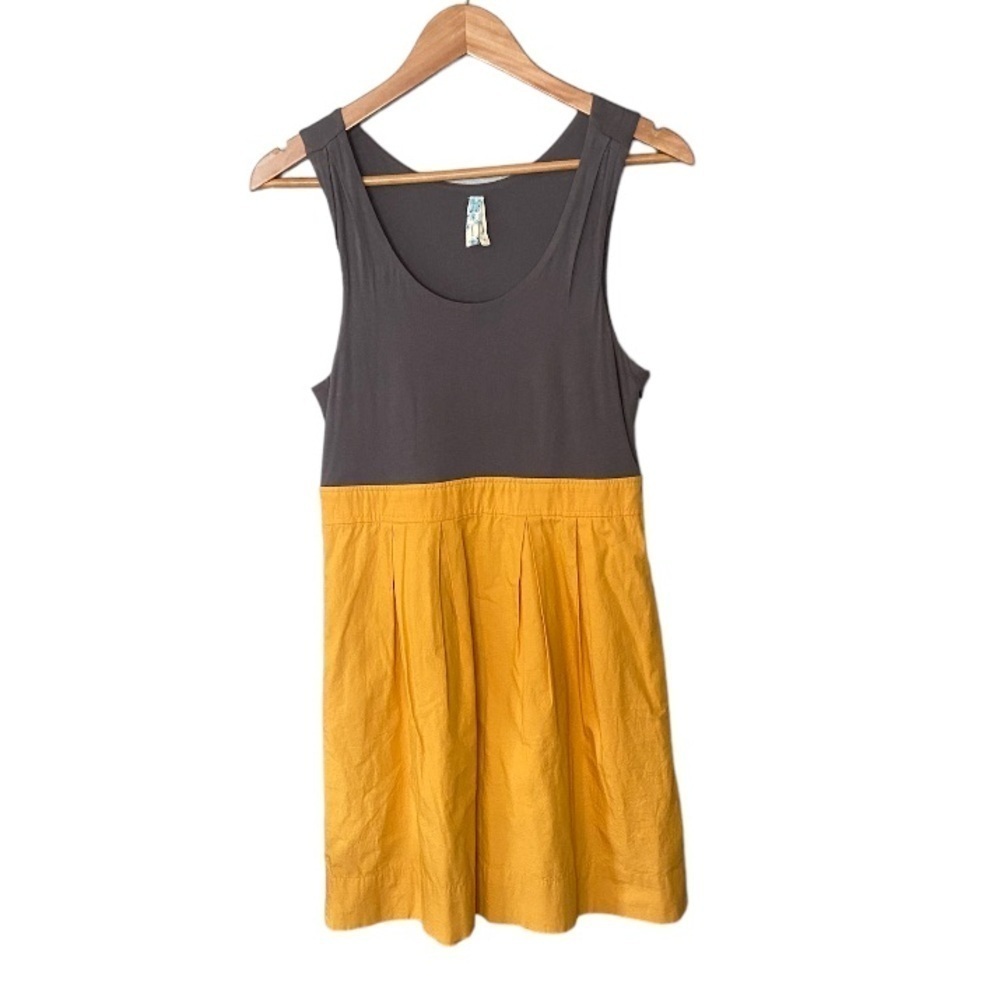 Anthropologie Maeve Vintage Colorblock Grey and Mustard Dress - Picture 2 of 10